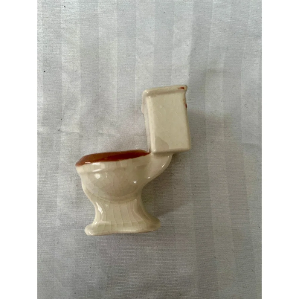 Vintage Miniature Ceramic Bathroom Set 4pc Dollhouse Bathtub Sink Toilet Taiwan